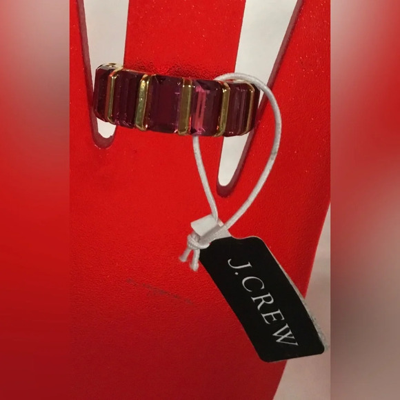 J Crew Crystal Square Cut Facet Band Ring Size 7 - Picture 3 of 4